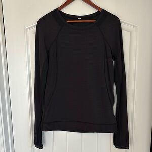 Rare Lululemon Black Striped Pullover Performance Zip Pocket Long Sleeve Women 6